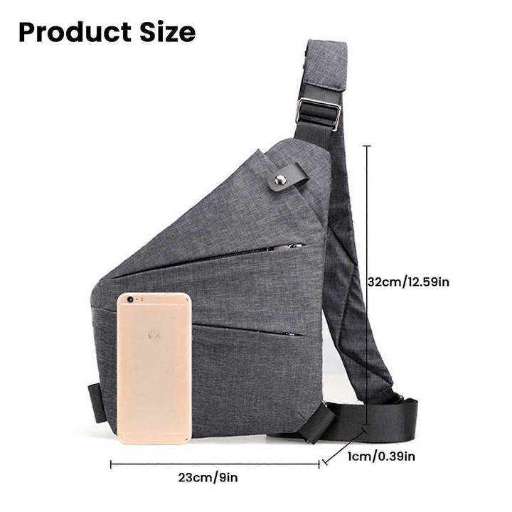 Válltáska, szürke, Oxford anyag, nagy kapacitás, ergonomikus kialakítás