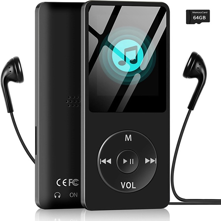 Vala Tech MP3/MP4 lejátszó, 64 GB, Bluetooth 5.0, TFT képernyő 1,8", akkumulátor 30 óra, többszínű