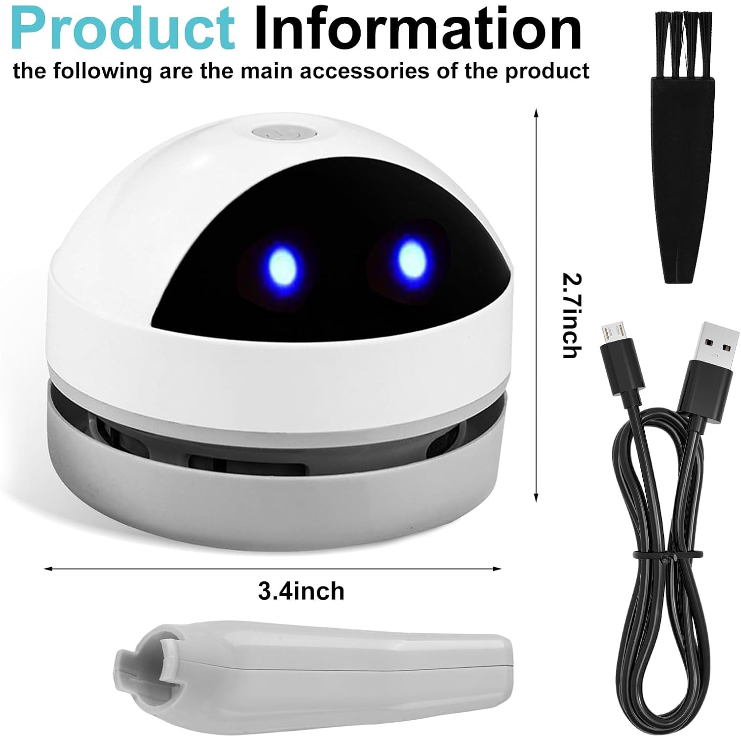 Aspirator de mana / mini aspirator portabil, fara fir, reincarcabil USB, putere mare de aspiratie, filtru lavabil, alb, 1 buc.