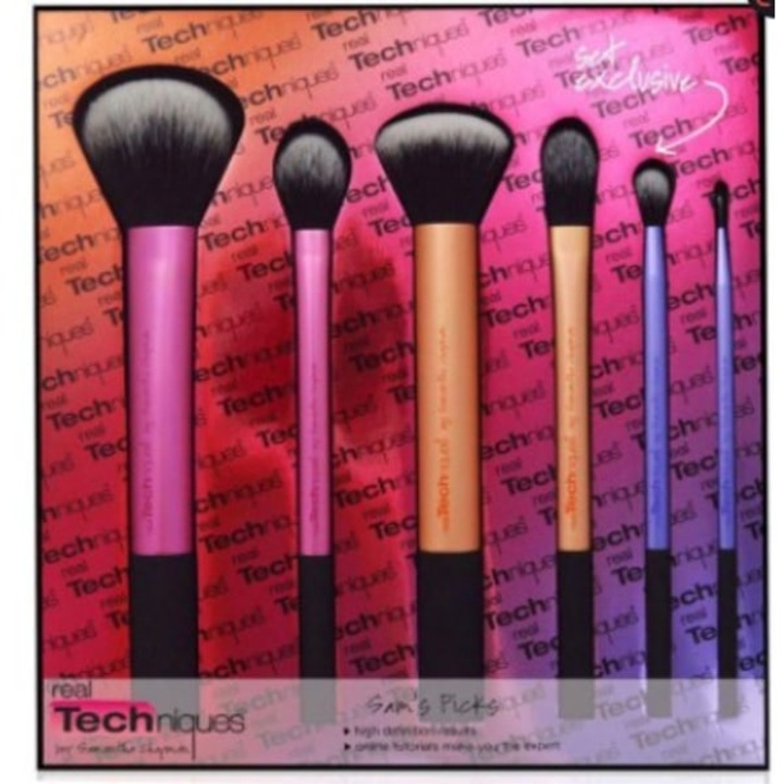 Set pensule machiaj, Real Techniques, 10 piese, par de raton, par de capra, multicolor