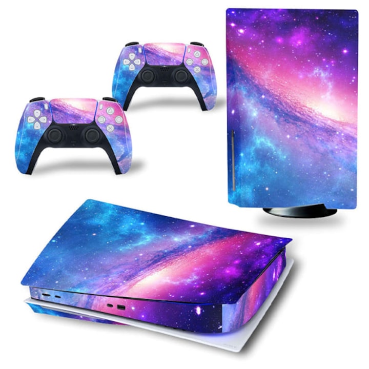 Set Skin Vinyl pentru PS5, roz, include 1 x skin consola si 2 x skin controlere