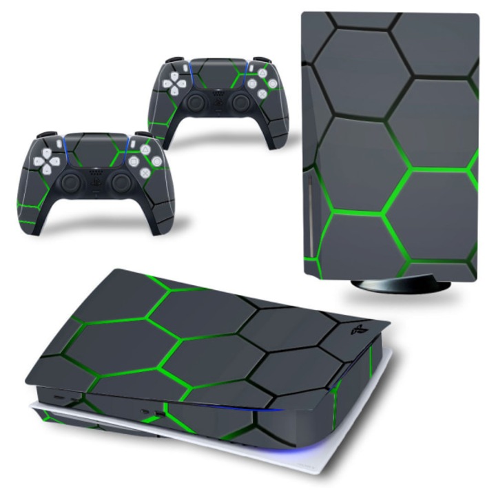 Set Skin Vinyl PS5, negru, pentru consola si 2 controlere