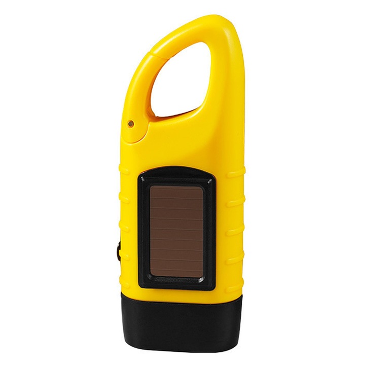 Lanterna solara cu manivela, 3 LED-uri, galben, 12.4x4.5x3.2cm