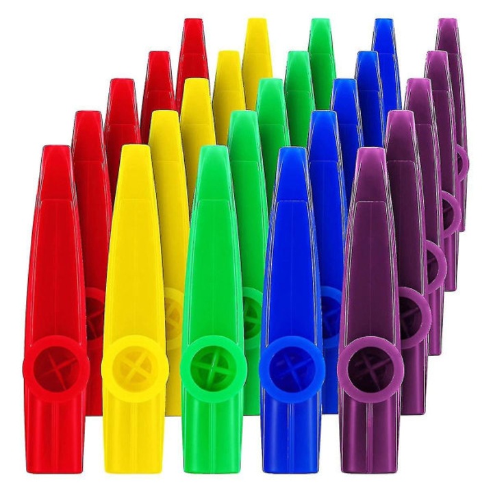 Szett 25 műanyag kazoo, hangszerek, 5 szín, 12 cm