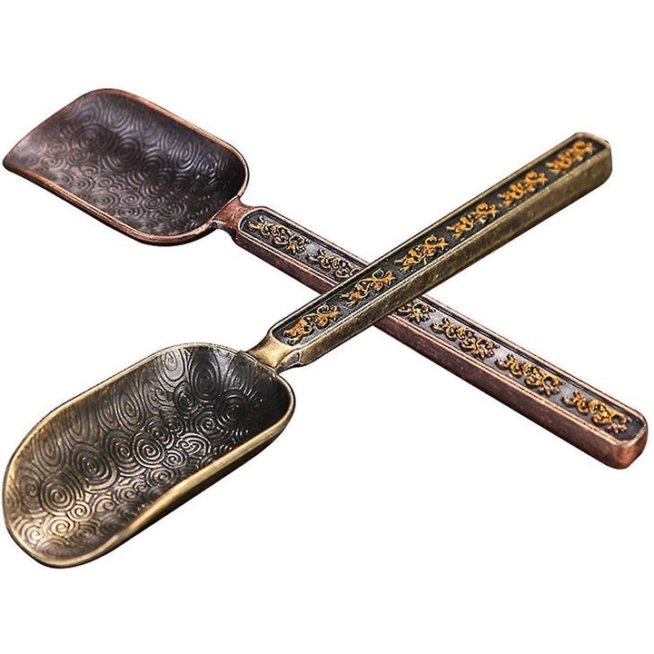 Set 2 lingurite vintage, cupru, pentru ceai si cafea