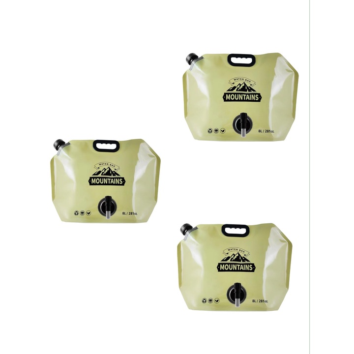Set 3 pungi de stocare a apei, 8L, pliabile, fara BPA, pentru ciclism, sporturi in aer liber