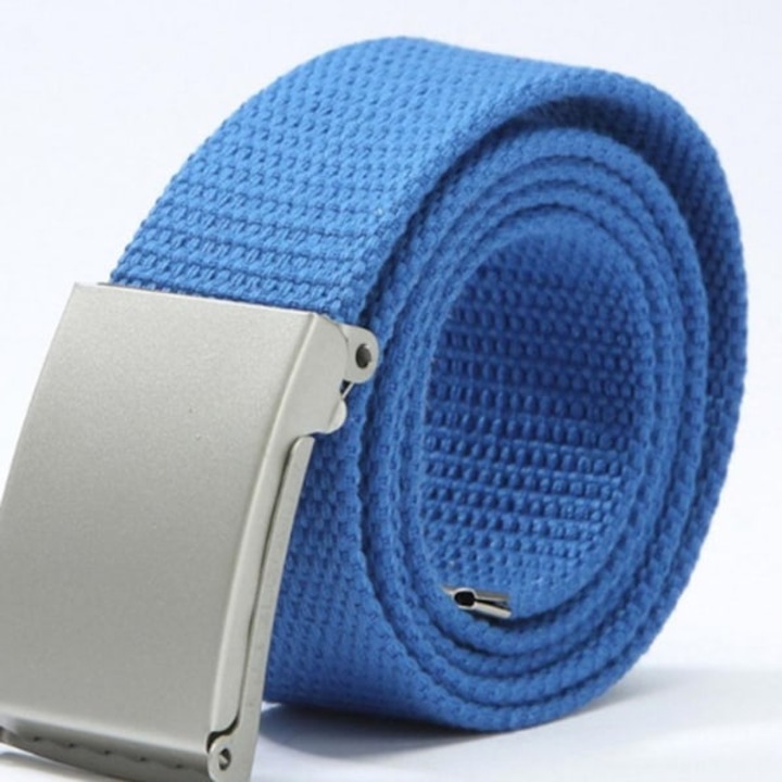 Világoskék vászon öv, uniszex öv, állítható hosszúságú, világoskék