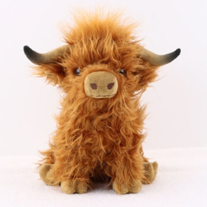 Jucarie de plus, moale, Highland Cow, culoare maro, 25 cm