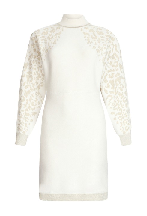 Liu Jo, Rochie tricotata cambrata, Alb/Auriu