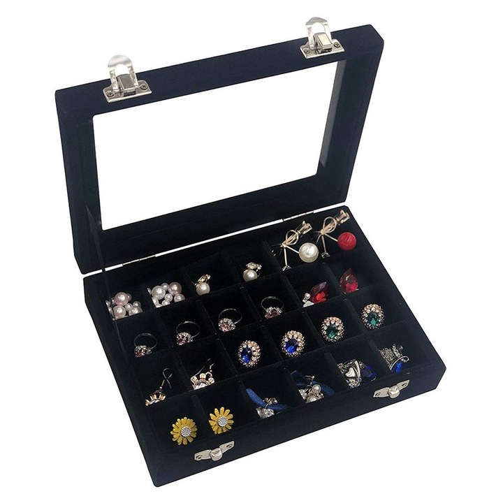 Cutie bijuterii din catifea neagra