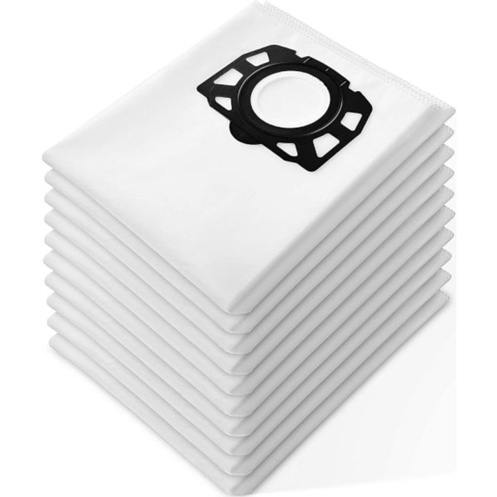 Set 10 saci de schimb pentru aspiratoare, compatibil cu Karcher WD4/WD5/WD6/MV4/MV5/MV6, 5 straturi microfibra, reutilizabil, alb