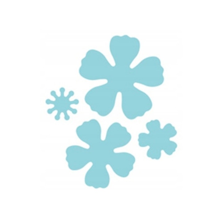 Perforator decorativ, dp Craft, set 4 motive flori, 3,8x3,1cm, 1,8x1,5cm