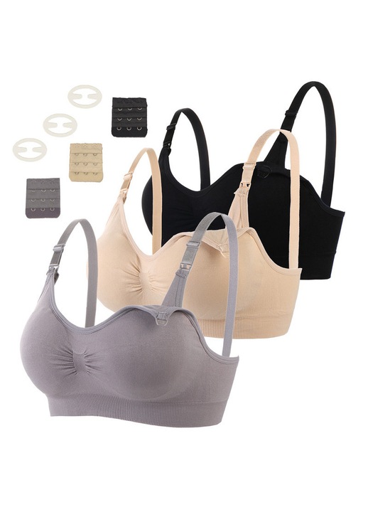 Sutien de alaptare fara cusaturi, Luopital, set de 3 bucati, multicolor, pentru confort si suport maxim, M