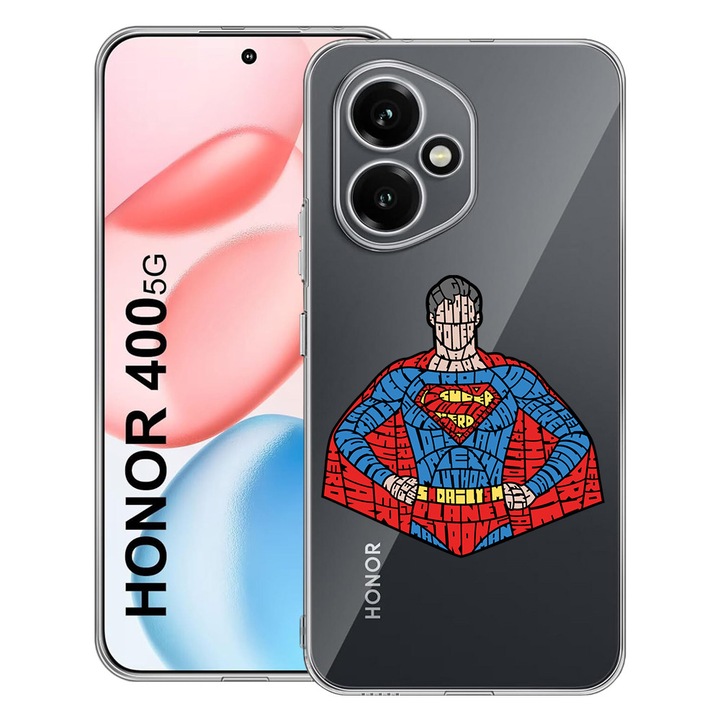 BestCase 2MM Clear Szilikon telefontok, kompatibilis modell Honor 400, Calligraphy Superman, Kamera védelem, strapabíró, 2036423 T 1523
