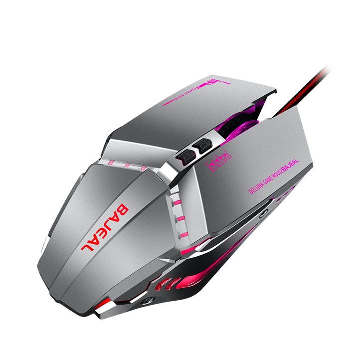 Mouse de gaming, negru/silver, iluminat, senzor optic, 4 niveluri DPI