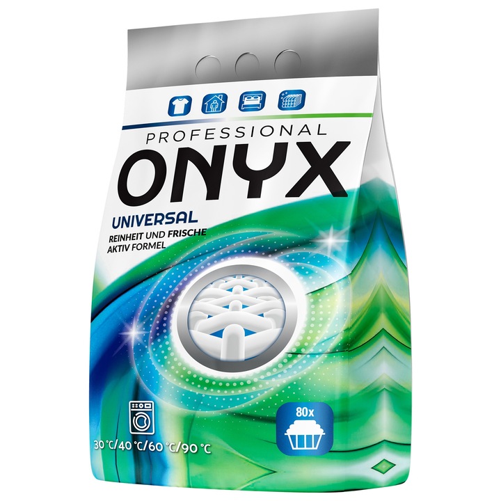 ONYX PROFESSIONAL mosószer, univerzális, 4,8 kg, 80 mosásra elegendő, minden típusú mosógéphez