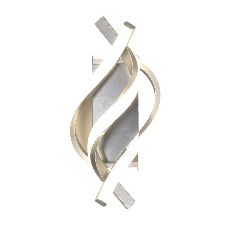 Aplica LED, Toolight, Aluminiu/Acril, Lumina Neutra, 4500K, 36x11 cm, Argintiu