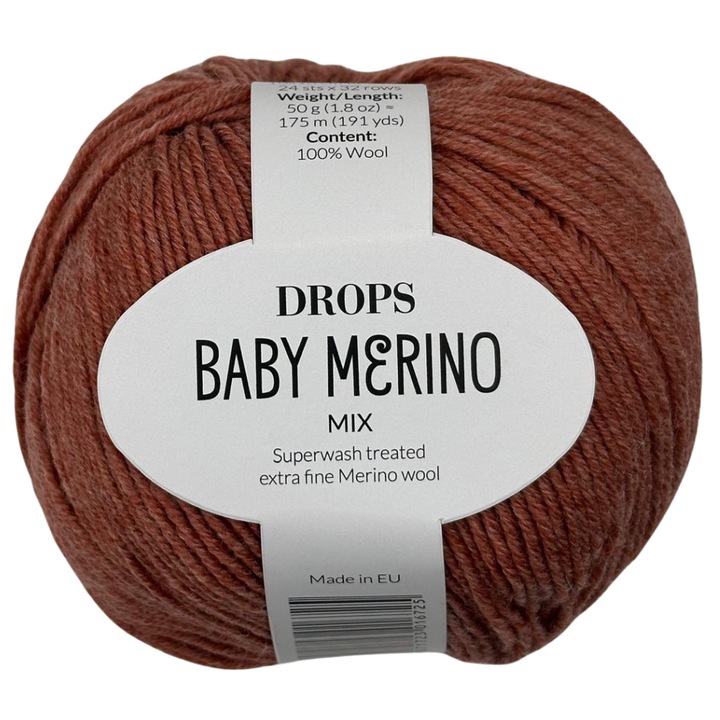 Fir de tricotat si crosetat DROPS Design, Baby Merino Mix, lana merinos extrafina, moale, elastica, sigura pentru bebelusi si copii, Roz Pal
