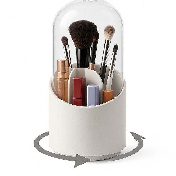 Органайзер за четки за грим със защитен капак – елегантен и хигиеничен дизайн