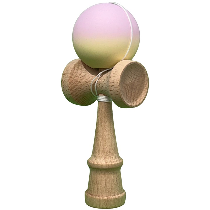 Kendama X Professional, дървена, гумена топка, 18 см, игра на умения за деца и възрастни, бледо розова