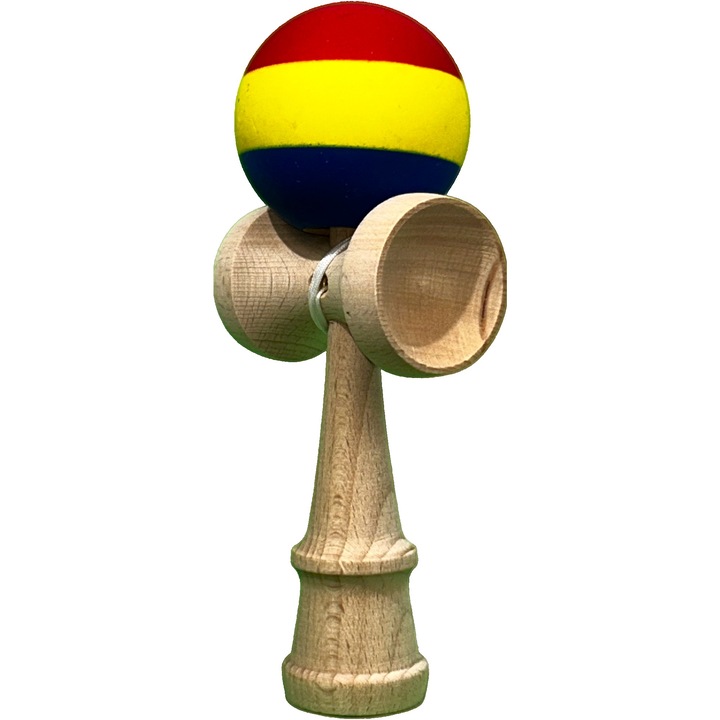 Kendama X Professional, дървена, гумена топка, 18 см, игра на умения за деца и възрастни, трицветна