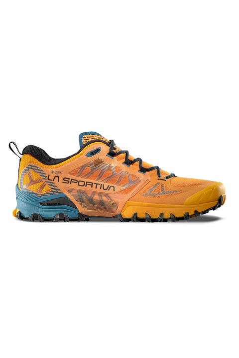 La Sportiva, Pantofi cu garnituri contrastante pentru alergare trail Bushido III GTX, Portocaliu persan/Albastru petrol