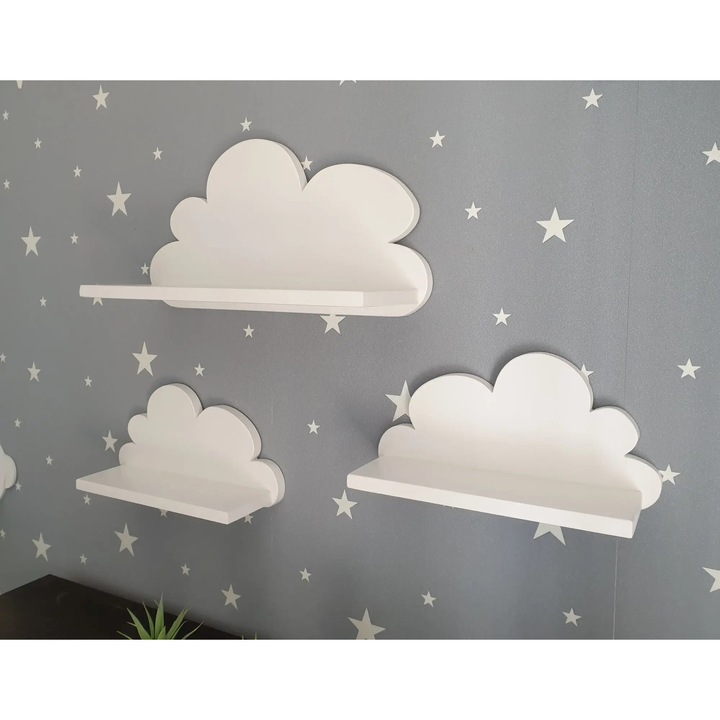 Rafturi Moliland, set 3 bucati, alb, dimensiuni variate