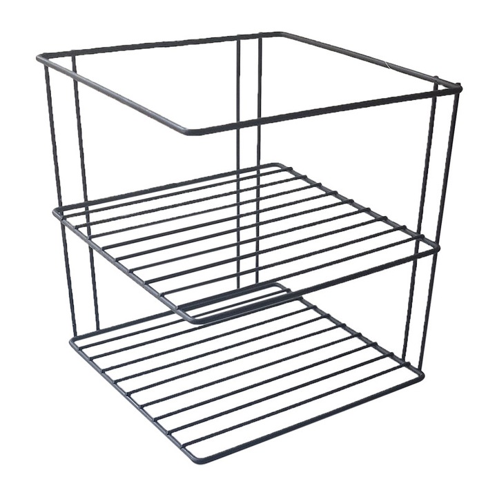 Scurgator pentru vase din metal, 2 rafturi, negru mat, SM015B, 210 x 210 x 220 mm Flores