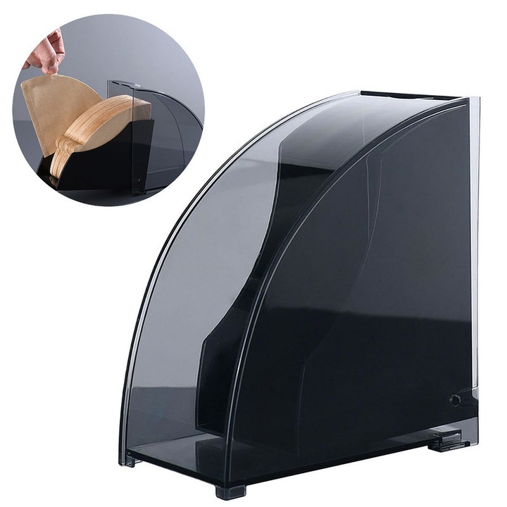 Кутия за съхранение на филтри за кафе, Super Cucina, капацитет 200 бр., акрил, 14.3x15.3x7.4см