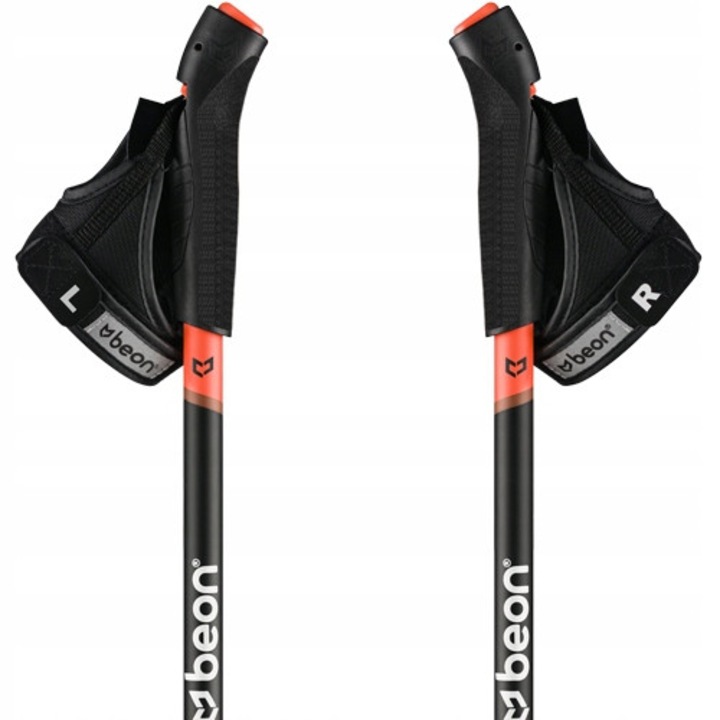 Комплект от 2 щеки за скандинавско ходене Beon, 61-135 см, черни, с 4 гумени накрайника