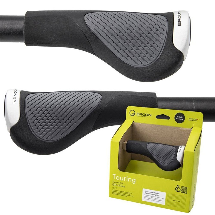 Mansoane ghidon Ergon GP1 Evo set, 130 mm, ergonomice, negru, marime S