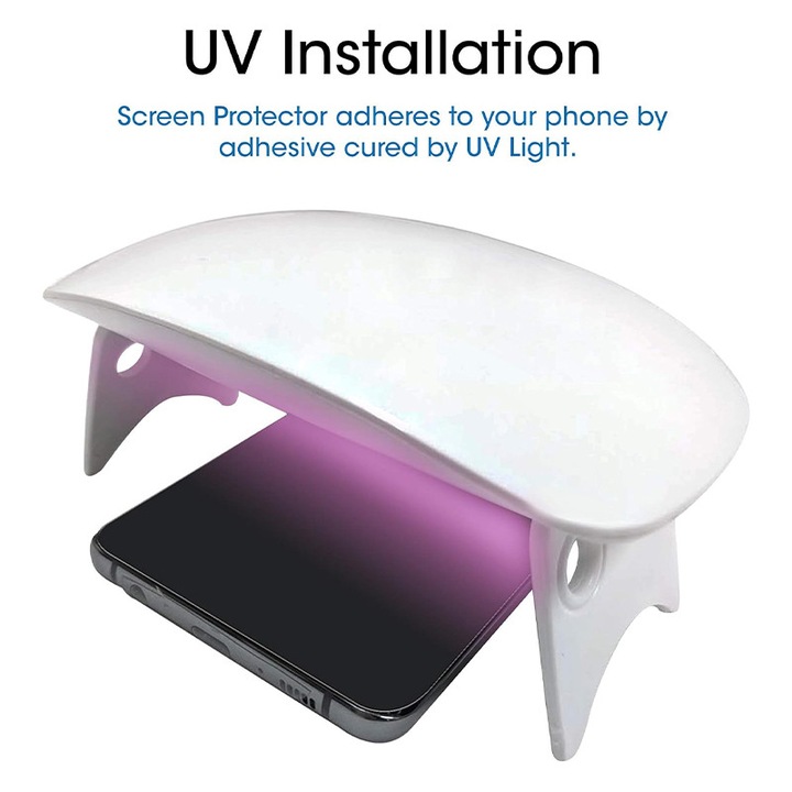 Folie protectie PRIVACY Mata UV pentru Samsung Galaxy S26 Plus, Optim Solution, Hidrogel cu Adeziv UV Silicon, Kit complet cu lampa si cablu tip C, Anti-Spion, Intimitate sporita, Fara reflexii, Absorbire socuri