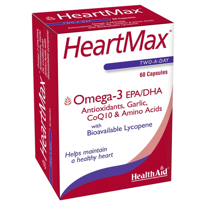 Supliment alimentar Health Aid HeartMax, 60 capsule, sanatatea inimii, colesterol normal, fara gluten, fara lactoza