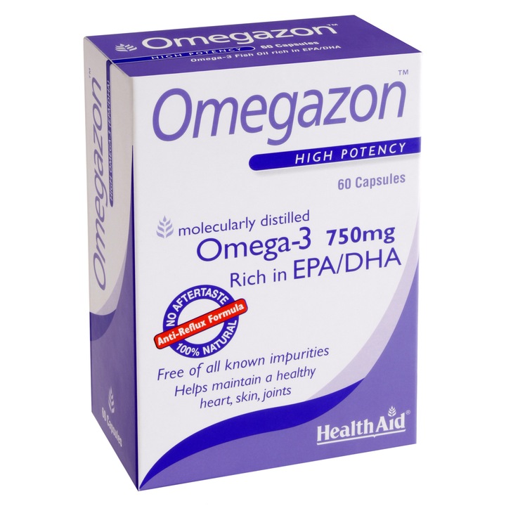 Supliment alimentar Health Aid Omegazon Omega-3 750mg, Omega 3 & Vitamina E, 60 capsule