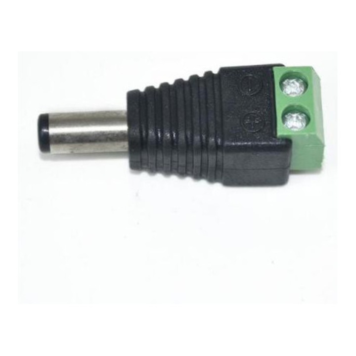 Mufa alimentare tata cu surub 5, 5 x 2, 1mm, pentru CCTV