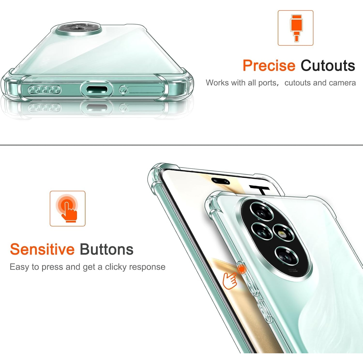 Husa Anti soc, transparenta compatibila cu Honor 200 Pro