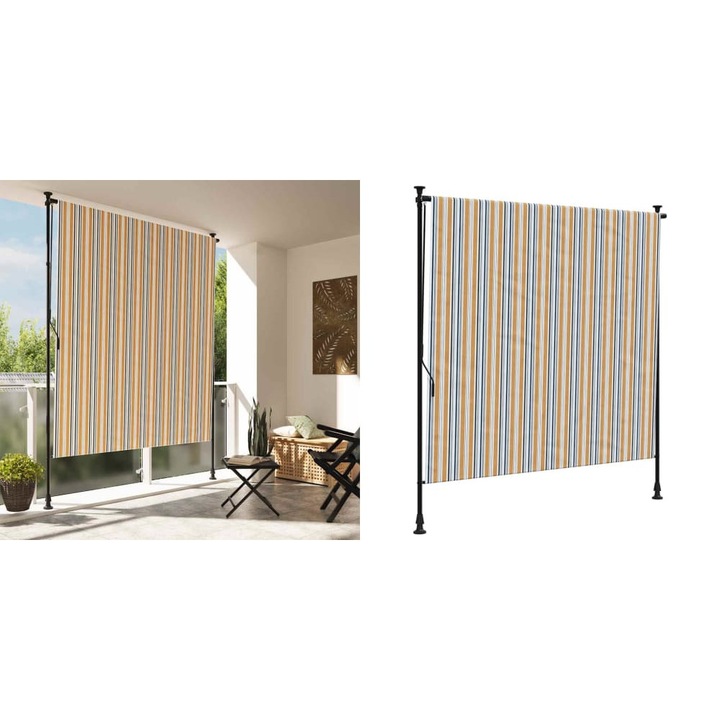 Jaluzea rulou de exterior, galben/alb, 150x270 cm tesatura/otel