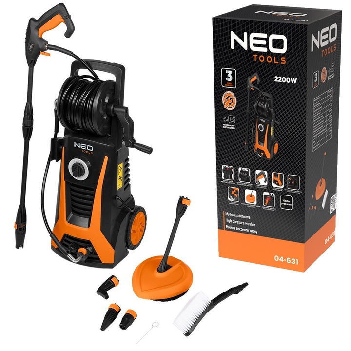 Водоструйка NEO, 2200W, 165Bar, 438l/h, включени аксесоари, 8m маркуч