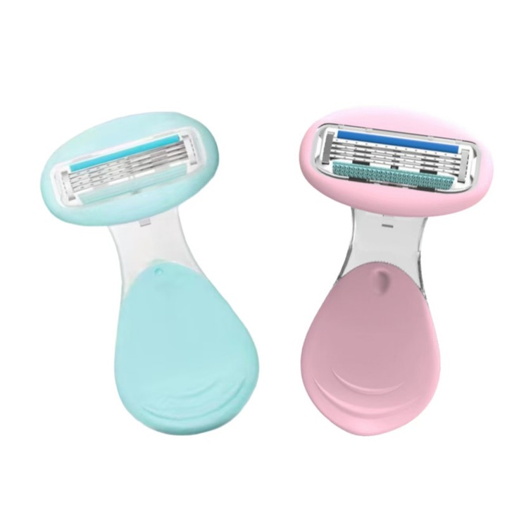 Set 2 epilatoare manuale femei, umed/uscat, albastru roz