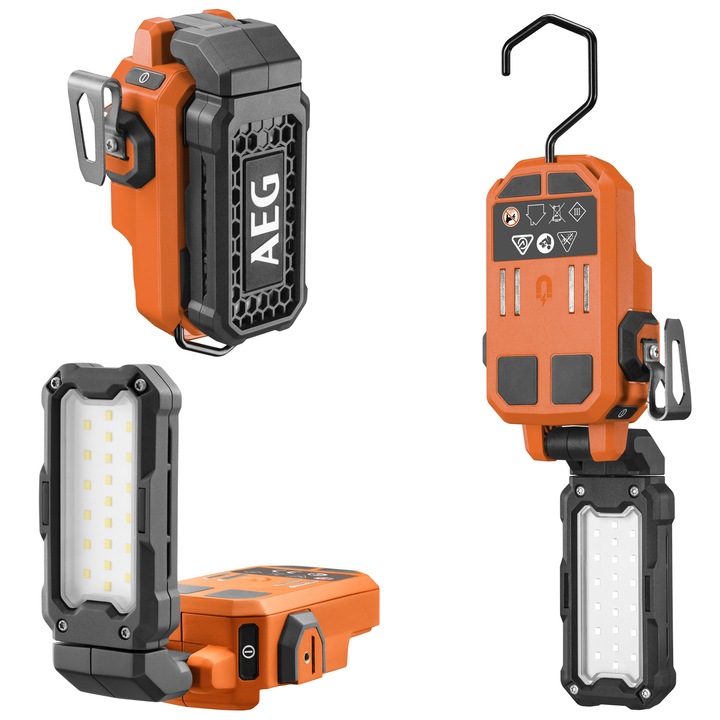 Фенерчета AEG, работна лампа с батерии, 850 лм, 2 нива на яркост, 5000K, компактна
