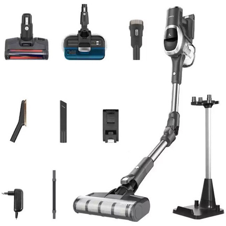 Aspirator vertical fara fir 2-in1 cu mop Jimmy JV9 Pro Aqua, 500W, 160AW, 4 moduri aspirare, autonomie 65 min, afisaj Smart LED, recipient praf 0.6L, negru