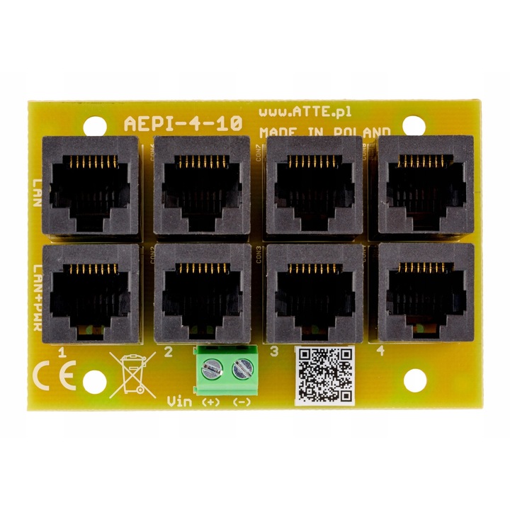 PASSZÍV PoE adapter 4 csatornával AEPI-4-10-OF ATTE, 40W, zöld, 77x51x17mm
