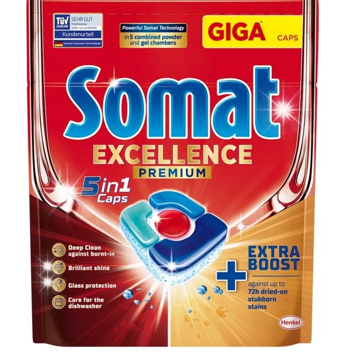 Somat Excellence 5in1 mosogatógép kapszula, 42 darab, üvegvédelem, mélytisztítás