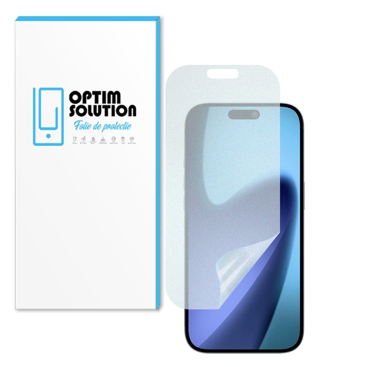 Folie Hidrogel Regenerabil MATTE pentru Apple iPhone 17, OPTIM SOLUTION, Textura Mata, Claritate UHD, NoReflexion, Protectie Display, Flexible Hydro-Crystal, Transparenta