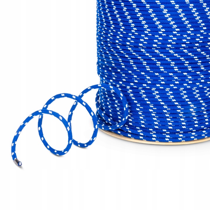 Полиестерно въже за драскане и разплитане ELANA, 14 мм, синьо с бели петънца, 100 м