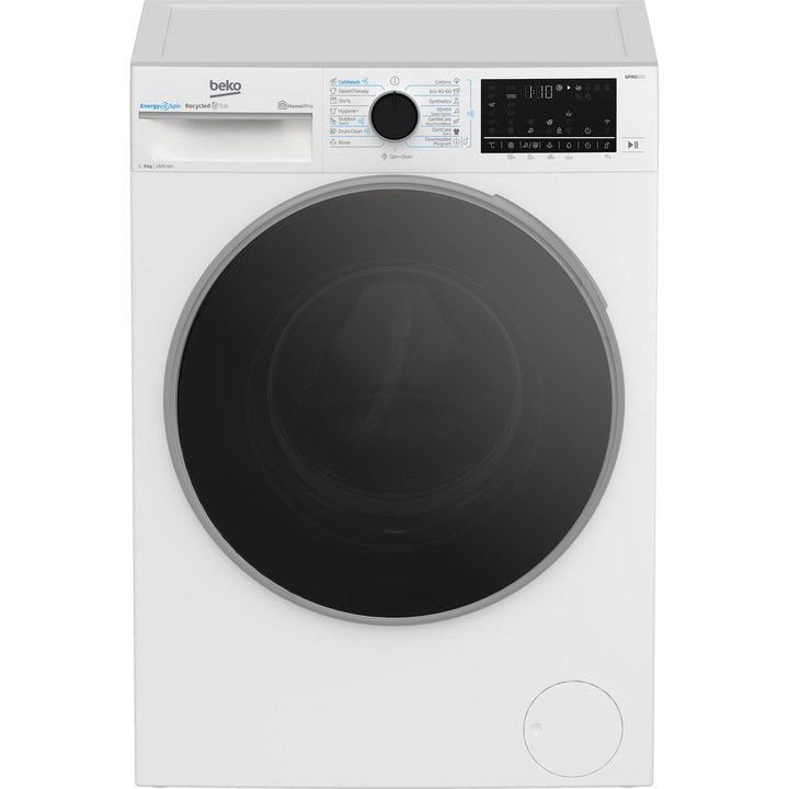 Пералня Beko B5WFU89415WBES, 1400 об/мин, 9 кг, 15 програми, Клас A, Дистанционно управление, EnergySpin, Бяла
