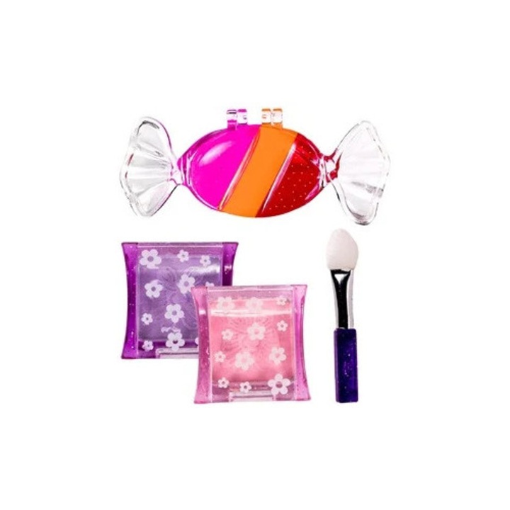 Sminkkészlet gyerekeknek (szemhéjfesték, szájfény, ecset)