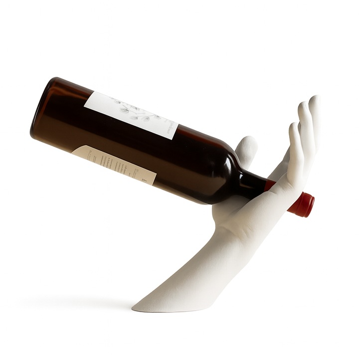 Modern minimalista, kézzel formázott "Palmara" bortartó – Szobrászati formatervezés