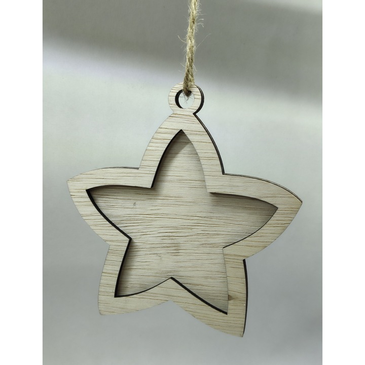 Glob din Lemn Natur cu Poza Model Stea