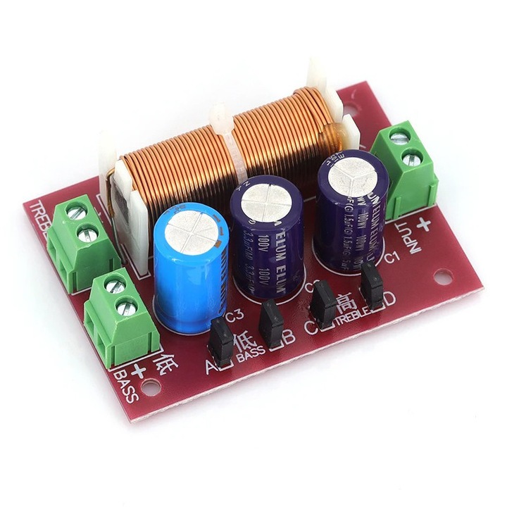 Filtru divizor de frecventa audio HiFi pe 2 cai pentru inalte si bas, 4-16Ω, Crossover 400W, YLY-2088